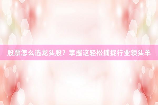 股票怎么选龙头股？掌握这轻松捕捉行业领头羊