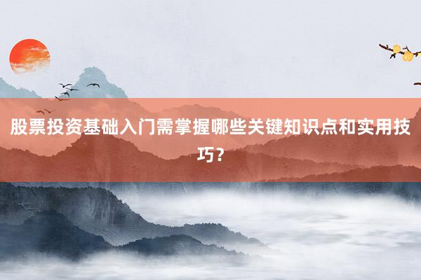 股票投资基础入门需掌握哪些关键知识点和实用技巧？