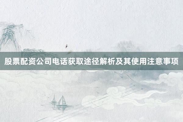 股票配资公司电话获取途径解析及其使用注意事项