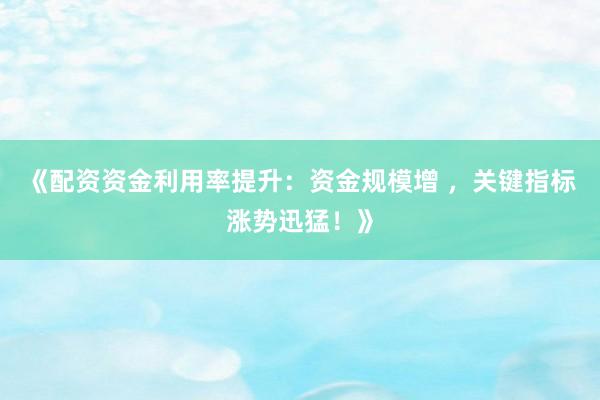 《配资资金利用率提升：资金规模增 ，关键指标涨势迅猛！》