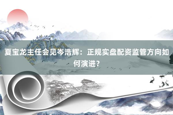 夏宝龙主任会见岑浩辉：正规实盘配资监管方向如何演进？